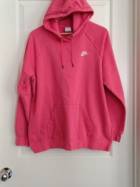Nike Hot Pink Pullover Hoodie with White Swoosh